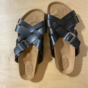 George Black Cross-Strap Sandals Size 11 (PC)